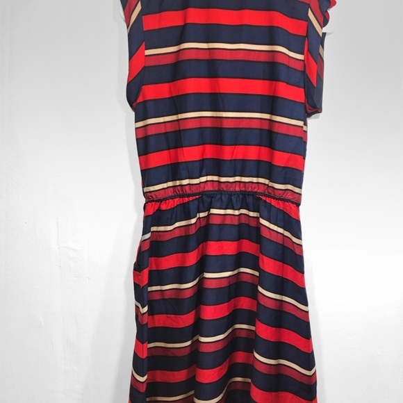 Speed Control Red Navy Striped Dress Pockets M - Picture 2 of 6
